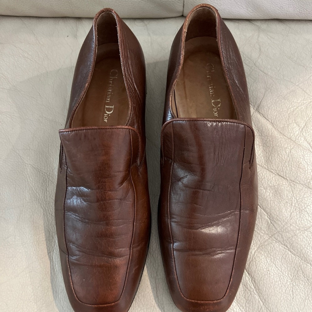 Vintage Dior Men's Brown Leather Loafers - Picture 1 of 6